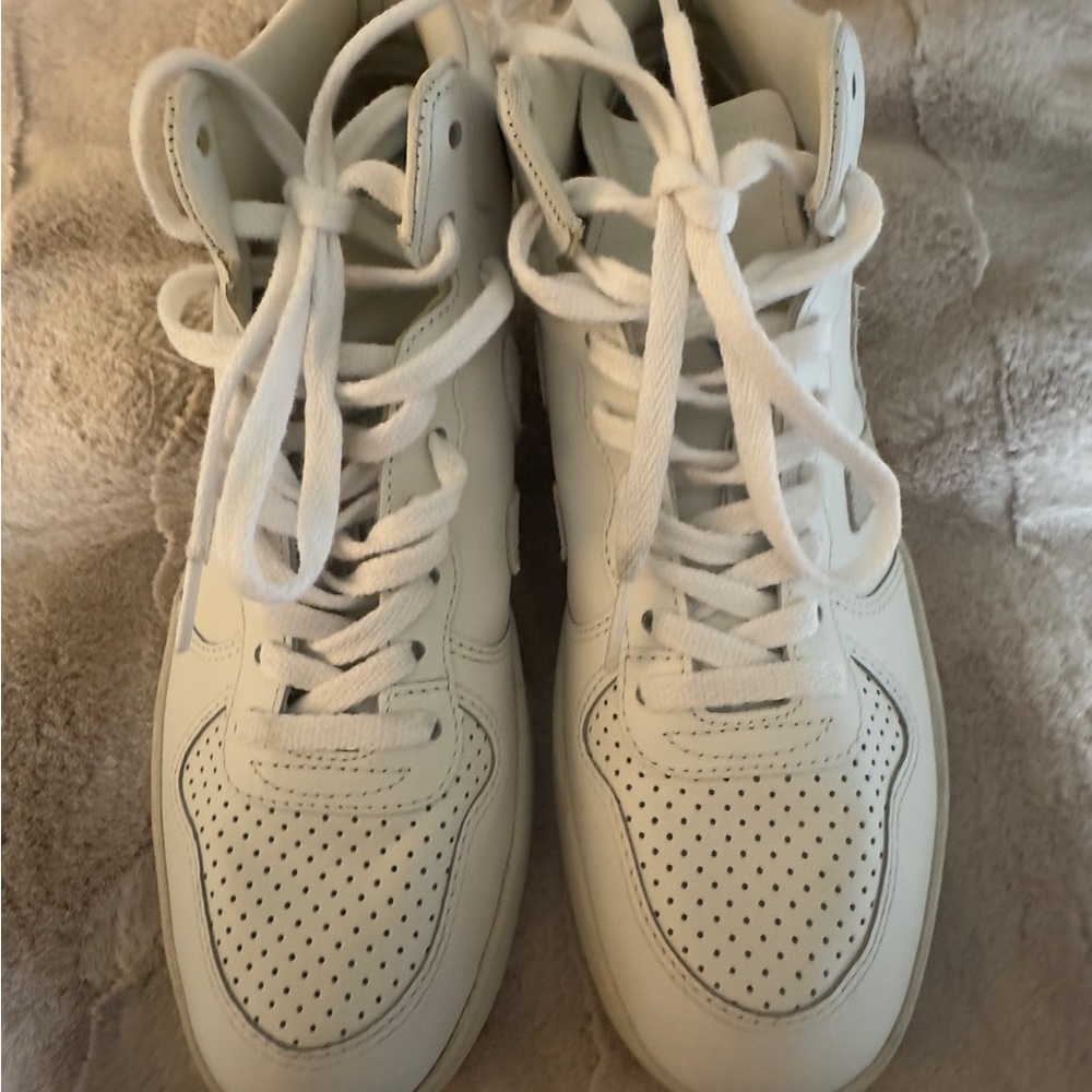 Veja White High-Top Sneakers no box